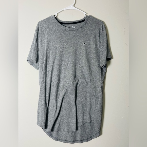 Hollister Shirt Men's Large Gray Curved‎ Hem Casual Outdoorsy Minimalist Plain - Picture 1 of 10